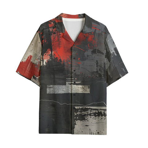 Hawaiian Shirt Modern Art Abstraction Black and Red