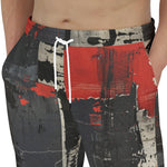 Men's Sweatpants Modern Art Abstraction Black and Red