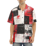 Hawaiian Shirt Modern Art Abstraction Black White and Red
