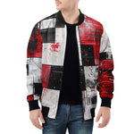 Bomber Jacket Modern Art Abstraction Black White and Red