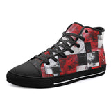 High-Top Canvas Shoes Modern Art Abstraction Black White and Red