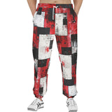 Men's Sweatpants Modern Art Abstraction Black White and Red