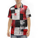 Men's Polo Shirt Modern Art Abstraction Black White and Red