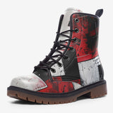 Leather Boots Modern Art Abstraction Black White and Red