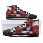 High-Top Canvas Shoes Modern Art Abstraction Black White and Red