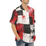 Hawaiian Shirt Modern Art Abstraction Black White and Red