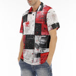 Men's Polo Shirt Modern Art Abstraction Black White and Red