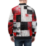 Bomber Jacket Modern Art Abstraction Black White and Red