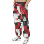 Men's Sweatpants Modern Art Abstraction Black White and Red