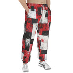 Men's Sweatpants Modern Art Abstraction Black White and Red