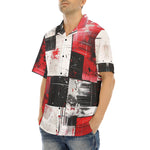 Hawaiian Shirt Modern Art Abstraction Black White and Red