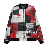 Bomber Jacket Modern Art Abstraction Black White and Red