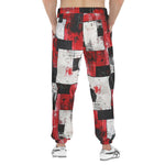 Men's Sweatpants Modern Art Abstraction Black White and Red