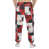 Men's Sweatpants Modern Art Abstraction Black White and Red