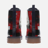 Leather Boots Modern Art Abstraction Black White and Red