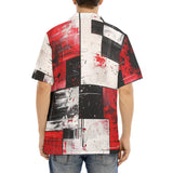 Hawaiian Shirt Modern Art Abstraction Black White and Red
