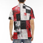 Men's Polo Shirt Modern Art Abstraction Black White and Red