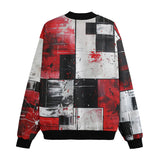 Bomber Jacket Modern Art Abstraction Black White and Red