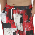Men's Sweatpants Modern Art Abstraction Black White and Red
