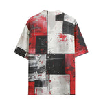 Hawaiian Shirt Modern Art Abstraction Black White and Red