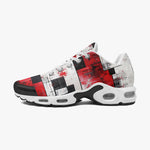 Air Cushion Sneakers Modern Art Abstraction Black White and Red