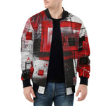 Bomber Jacket Modern Art Abstraction Black White and Red