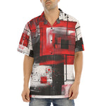 Hawaiian Shirt Modern Art Abstraction Black White and Red