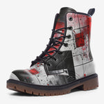 Leather Boots Modern Art Abstraction Black White and Red