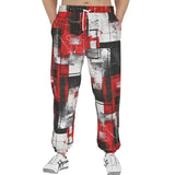 Men's Sweatpants Modern Art Abstraction Black White and Red