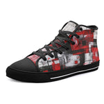 High-Top Canvas Shoes Modern Art Abstraction Black White and Red