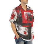 Hawaiian Shirt Modern Art Abstraction Black White and Red