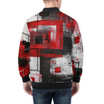 Bomber Jacket Modern Art Abstraction Black White and Red