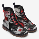 Leather Boots Modern Art Abstraction Black White and Red