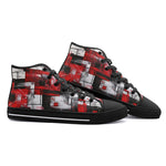 High-Top Canvas Shoes Modern Art Abstraction Black White and Red