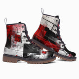 Leather Boots Modern Art Abstraction Black White and Red