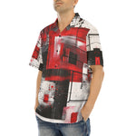 Hawaiian Shirt Modern Art Abstraction Black White and Red