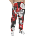 Men's Sweatpants Modern Art Abstraction Black White and Red