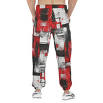 Men's Sweatpants Modern Art Abstraction Black White and Red