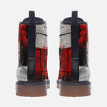 Leather Boots Modern Art Abstraction Black White and Red