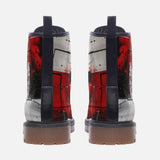 Leather Boots Modern Art Abstraction Black White and Red