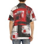 Hawaiian Shirt Modern Art Abstraction Black White and Red