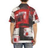 Hawaiian Shirt Modern Art Abstraction Black White and Red