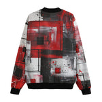Bomber Jacket Modern Art Abstraction Black White and Red