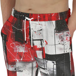 Men's Sweatpants Modern Art Abstraction Black White and Red