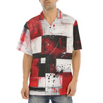 Hawaiian Shirt Modern Art Abstraction Black White and Red