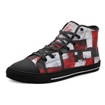 High-Top Canvas Shoes Modern Art Abstraction Black White and Red