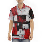 Men's Polo Shirt Modern Art Abstraction Black White and Red