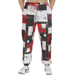 Men's Sweatpants Modern Art Abstraction Black White and Red