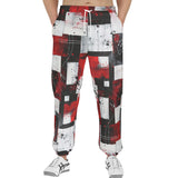 Men's Sweatpants Modern Art Abstraction Black White and Red