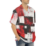 Hawaiian Shirt Modern Art Abstraction Black White and Red